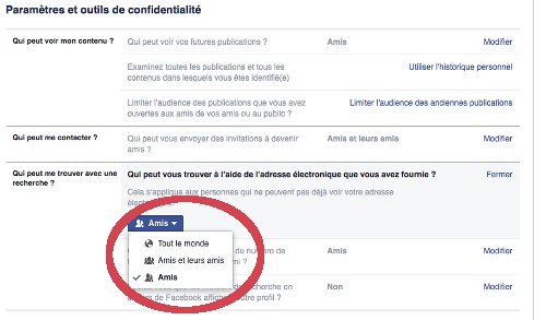 Paramètres de confidentialité de Facebook pour la recherche e-reputation-Facebook5